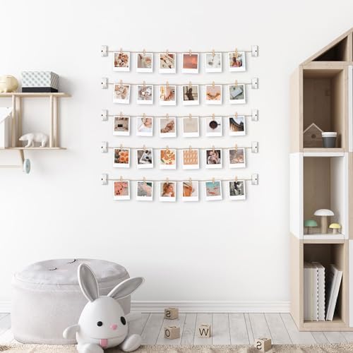 Hanging Photo Display Wall Decor with 30 Clips