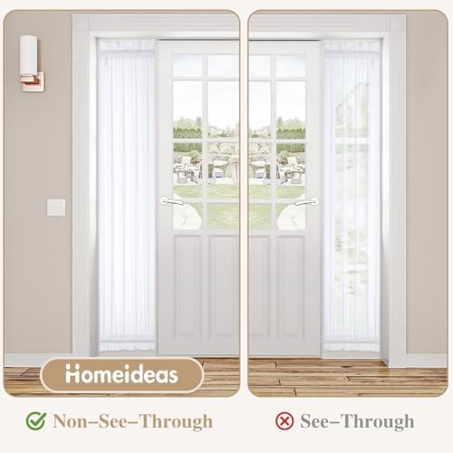HOMEIDEAS Non-See-Through Sidelight French Curtains 1 Panel White