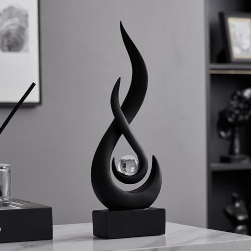 AWNR Abstract Flame Sculpture with Glass Ball Resin Art Figurine
