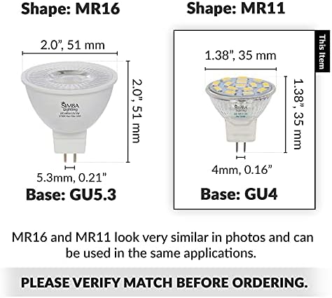 Simba Lighting 4 Pack LED MR11 Flood Light Bulbs 12V 3W 5000K Daylight