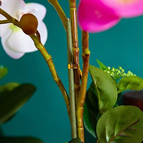 NDRFAWY Artificial Orchids Flowers in Gold Vase Set