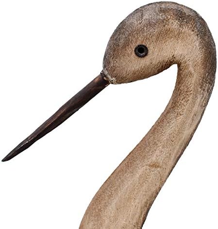 K KILIPES Wood Crane Statue Rustic Garden Decor