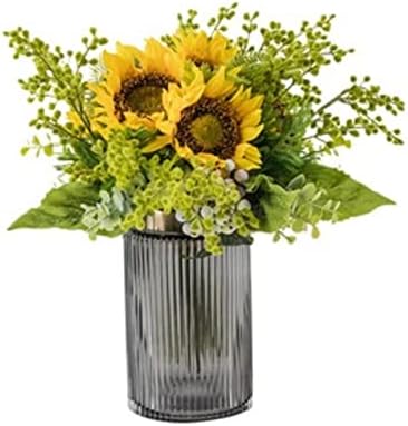 Artificial Sunflower Silk Flower Bouquet Vase Set