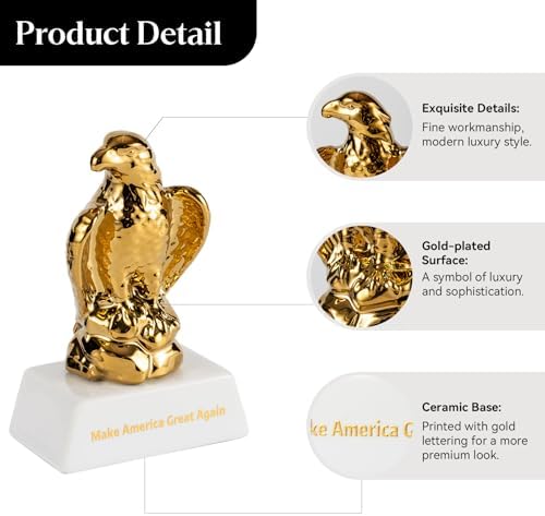 Gold Hawk Eagle Trophy Statue Home Decor