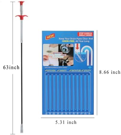 Gchee 63 Inch Drain Auger with Cleaning Glove and Strips