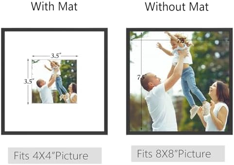Golden State Art - 8x8 Metal Frames with Mats Set of 4 Classic Black