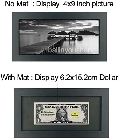 Creative Wooden Dollar Bill Frames 4x9 Black with Matting