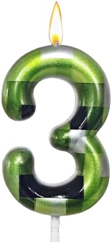 Pixel Birthday Candle Green 3 Retro Game Design