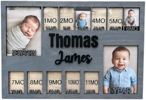 Newborn Picture Frame - 12 Months Photo Display - Personalized Frame