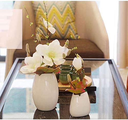 Realistic Artificial Magnolia Flowers in White Ceramic Vase