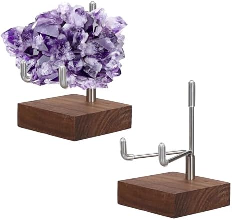 Hipiwe 2 Pack Crystal Display Stand with Wood Base
