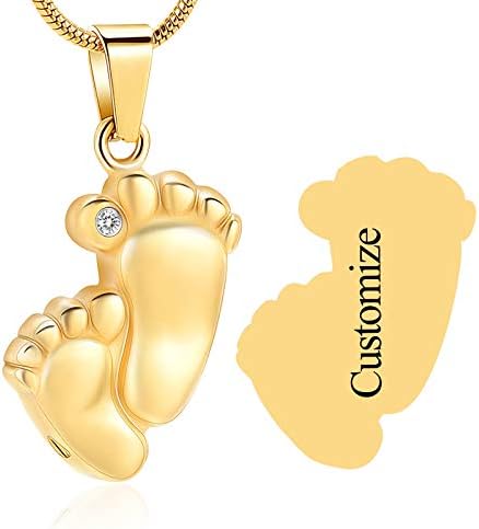 Imrsanl Footprint Cremation Urn Pendant for Ashes