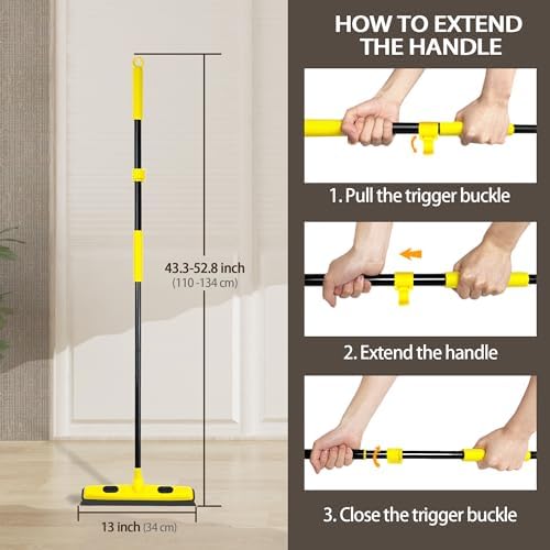 JEHONN Rubber Broom with Squeegee Yellow
