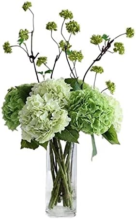 Artificial Hydrangea Set with Glass Vase for Home Decor