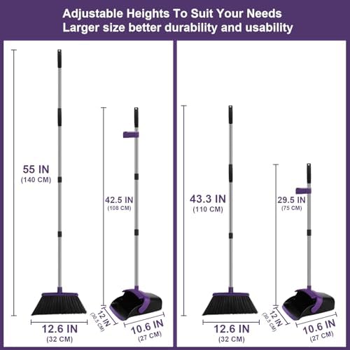 Large Purple Broom with Dustpan Combo Set