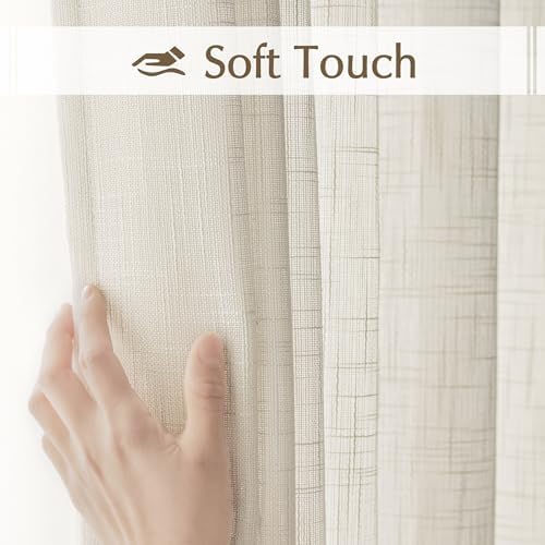 FMFUNCTEX Linen French Door Panels 72 Inches Natural Beige