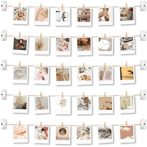Hanging Photo Display Wall Decor with 30 Clips