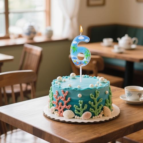 Ocean Themed Birthday Candles Number 6