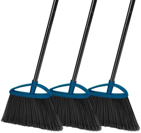 MAVRIZ 3 Pack Heavy Duty Brooms with Long Handles