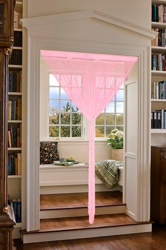 YIIBAII Pink Beaded Curtain 39x79 Inches for Doorways