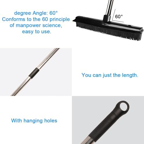 GLOYY Pet Hair Rubber Broom with Squeegee