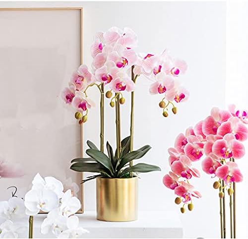 NDRFAWY Artificial Flower Phalaenopsis Bouquet with Vase Set