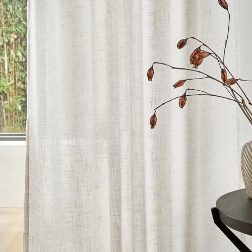 MYSKY HOME Semi Sheer Linen Curtains 50x90 2 Panels