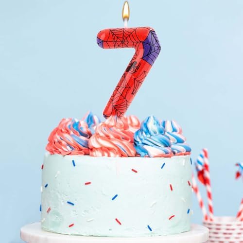 Spider Birthday Candle Number 7 Decor for Cake