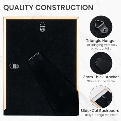Venusmiles 5x7 Enamel Photo Frame with Gold Metal Edge and Easel