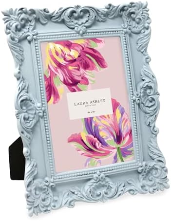 Laura Ashley 4x6 Powder Blue Ornate Resin Picture Frame with Easel Hook
