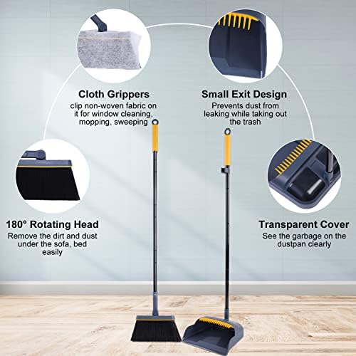 JEHONN Carpet Sweeper with Horsehair Broom and Dustpan Set for Home