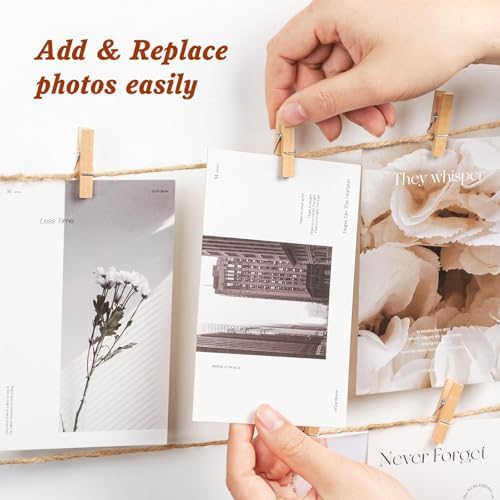 Hanging Photo Display Wall Decor with 30 Clips