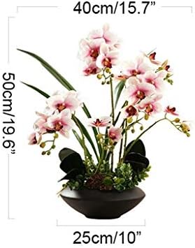 NDRFAWY Artificial Orchid Flower Set with Ceramic Vase