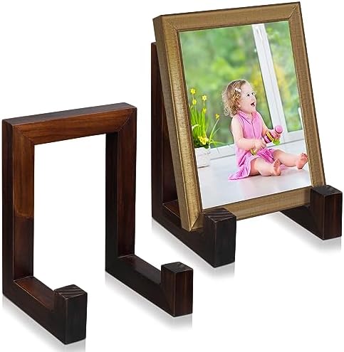 Soaoo 2 Pcs Dark Brown Wooden Easel Display Stand