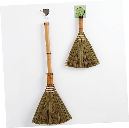 FRCOLOR Hand-Woven Bamboo Broom for Home Cleaning