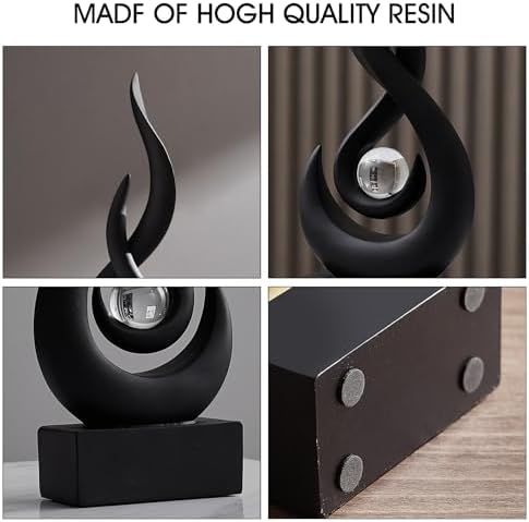 AWNR Abstract Flame Sculpture with Glass Ball Resin Art Figurine