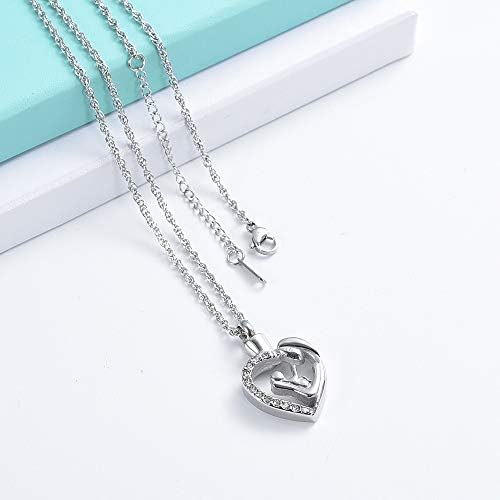 Shajwo Cremation Jewelry Baby in Mom Arms Heart Urn Necklace