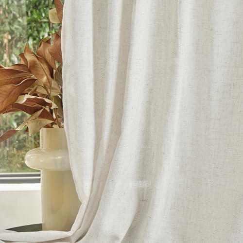MYSKY HOME Semi Sheer Linen Curtains 50x90 2 Panels
