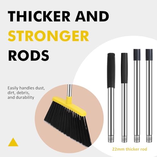 NACENA 4 Pack Heavy Duty Angle Broom with 56 Inch Handle