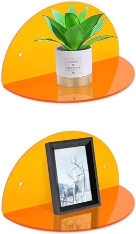 ROYALITA Acrylic Floating Shelves 8-inch Orange 2-Pack