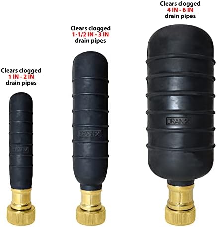 DrainX Hydro Pressure Drain Cleaning Bladder - Fits 15 to 3 Pipes