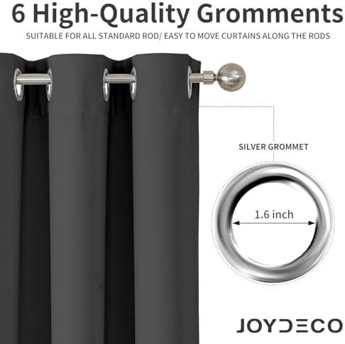 Joydeco Door Curtain Panel 78 Inches Black