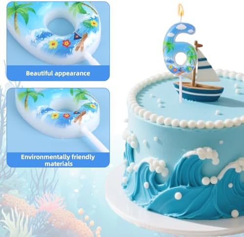 Ocean Themed Birthday Candles Number 6