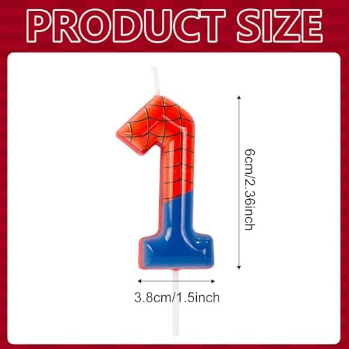 Red Blue Spider Web 3 Birthday Candle Cake Topper