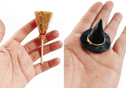 GXXMEI 24PCS Mini Witch Hats Brooms Set