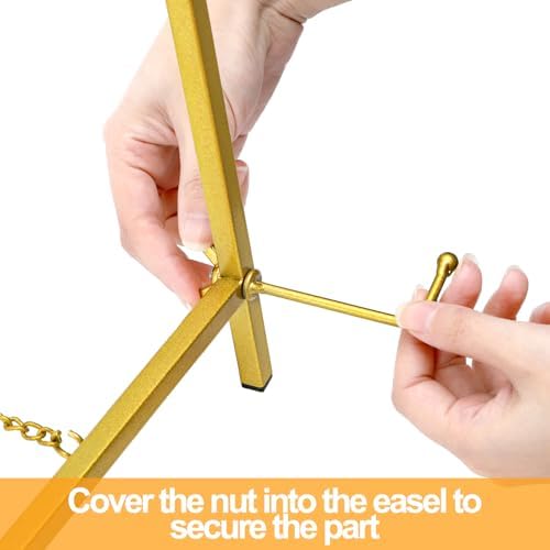 Gold Metal Easel Stand for Displaying Art and Collectibles
