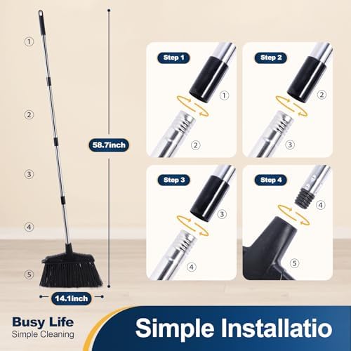 Yocada 587 Inch Angle Broom for Indoor Outdoor Cleaning