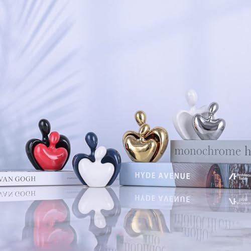 White and Silver Mini Ceramic Couple Sculpture