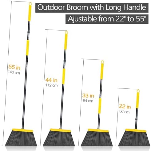 JEHONN Heavy Duty Broom with 55 Inch Long Handle