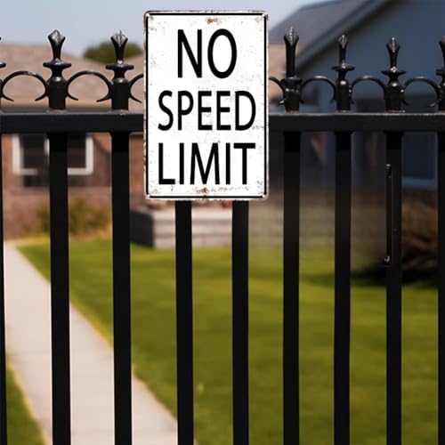 CrazySign Retro Tin No Speed Limit Sign for Boys Room